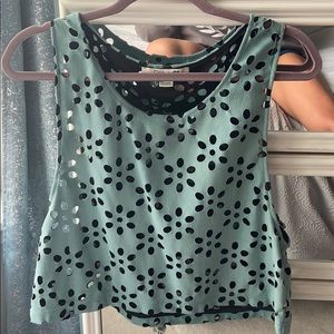 Blue & black tank top with cutouts